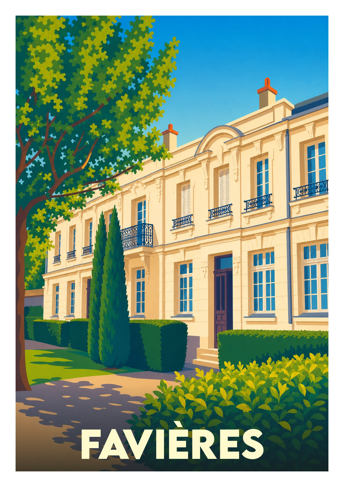 Affiche souvenir de Favières – image brute sans cadre