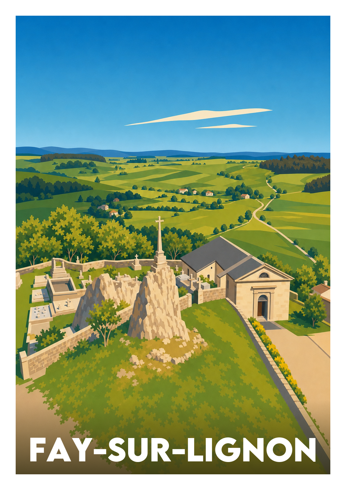 Affiche souvenir de Fay-sur-Lignon – image brute sans cadre