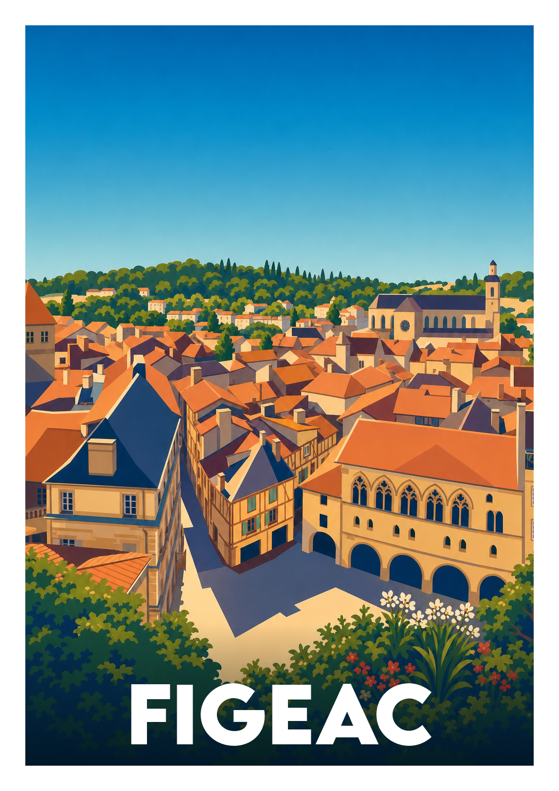 Affiche souvenir de Figeac – image brute sans cadre
