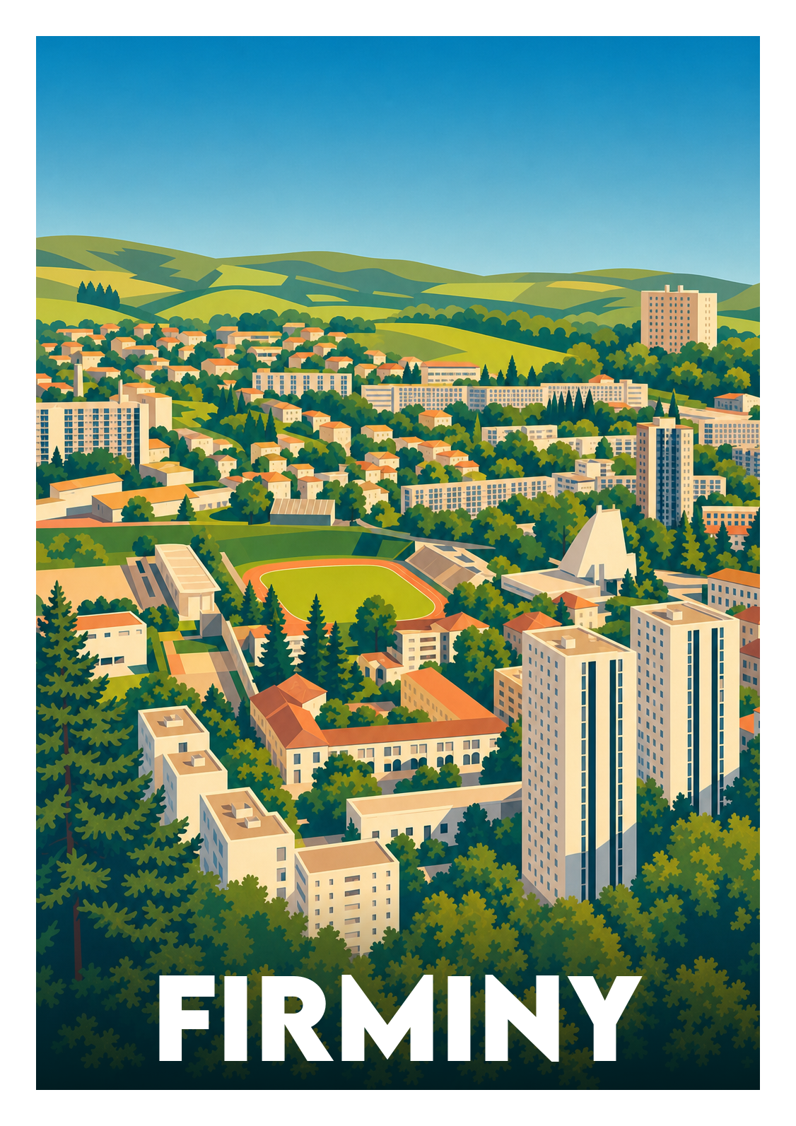 Affiche souvenir de Firminy – image brute sans cadre