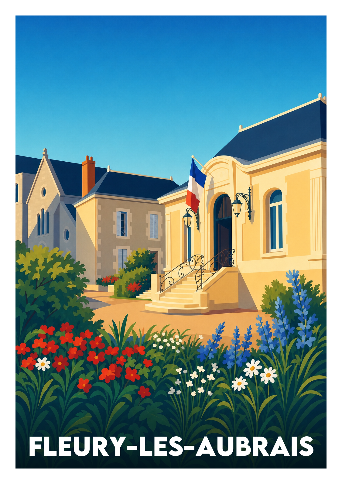 Affiche souvenir de Fleury-les-Aubrais – image brute sans cadre