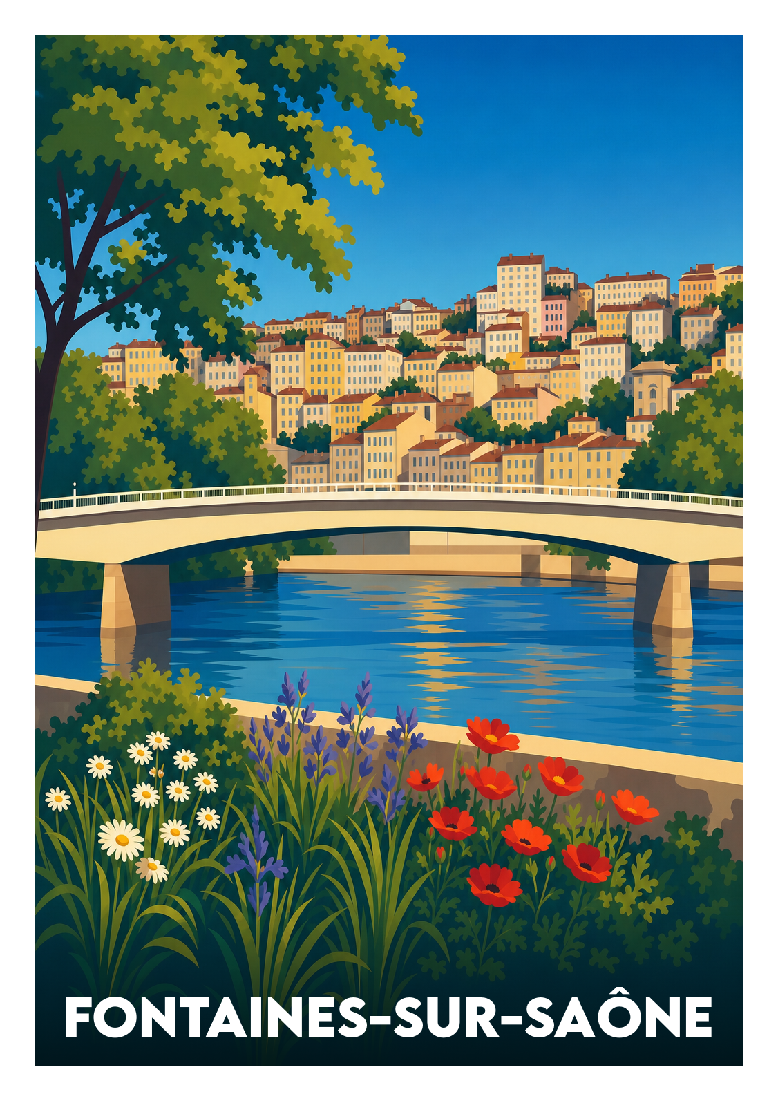 Affiche souvenir de Fontaines-sur-Saône – image brute sans cadre