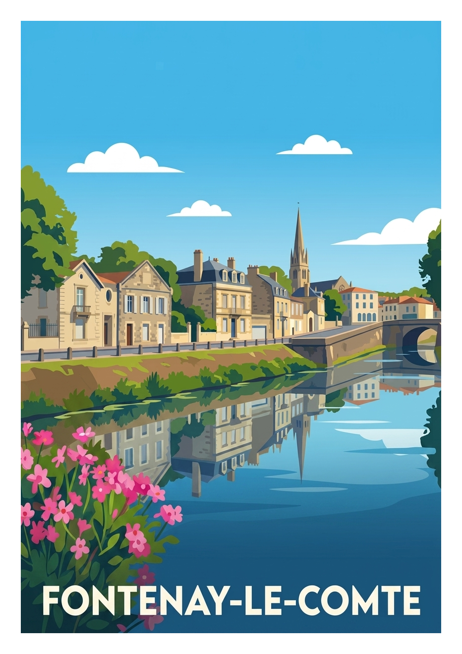 Affiche souvenir de Fontenay-le-Comte – image brute sans cadre