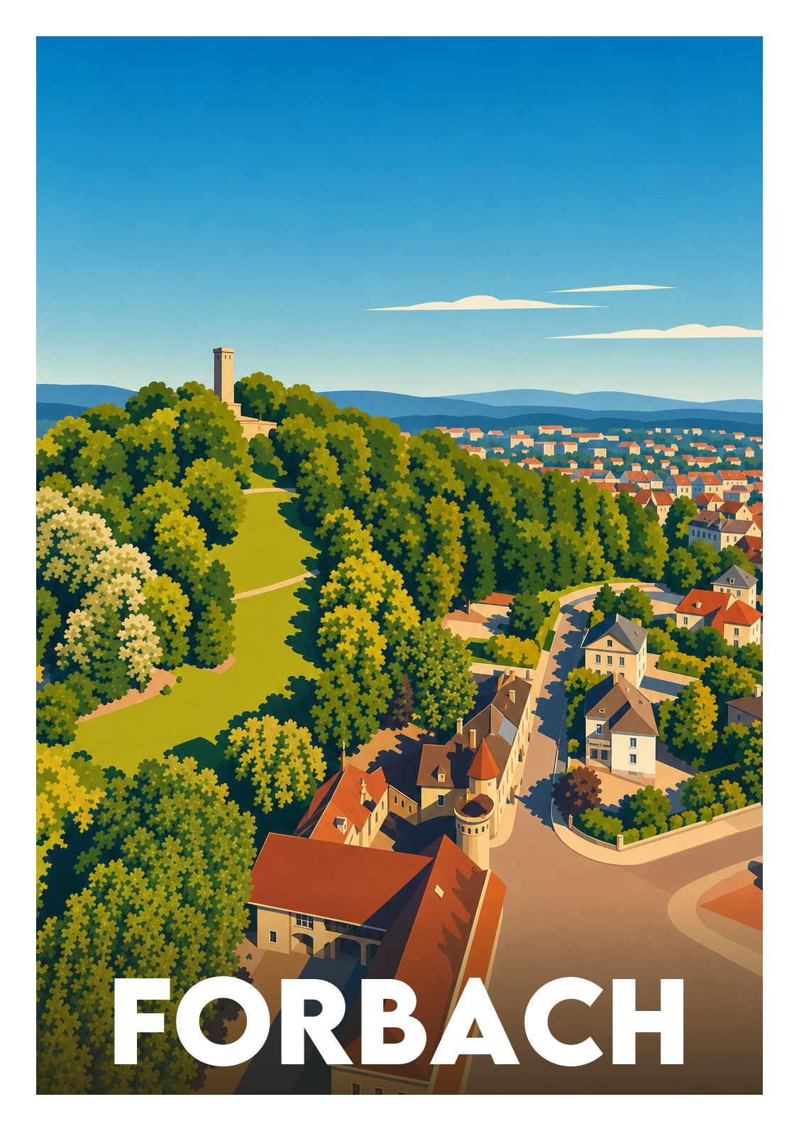 Affiche souvenir de Forbach – image brute sans cadre