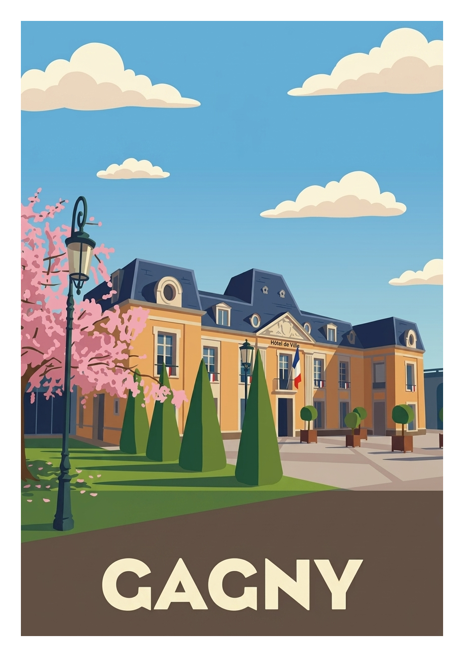 Affiche souvenir de Gagny – image brute sans cadre