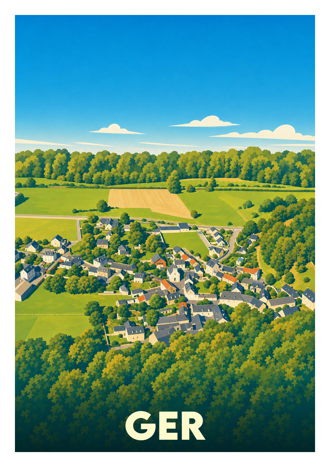Affiche souvenir de Ger – image brute sans cadre