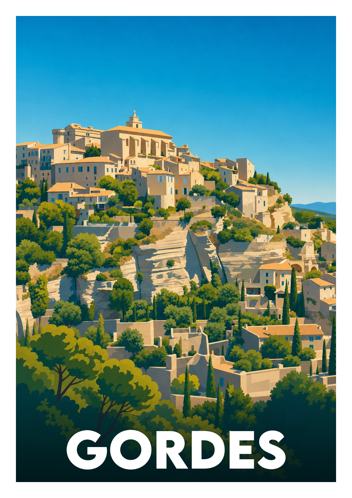 Affiche souvenir de Gordes – image brute sans cadre