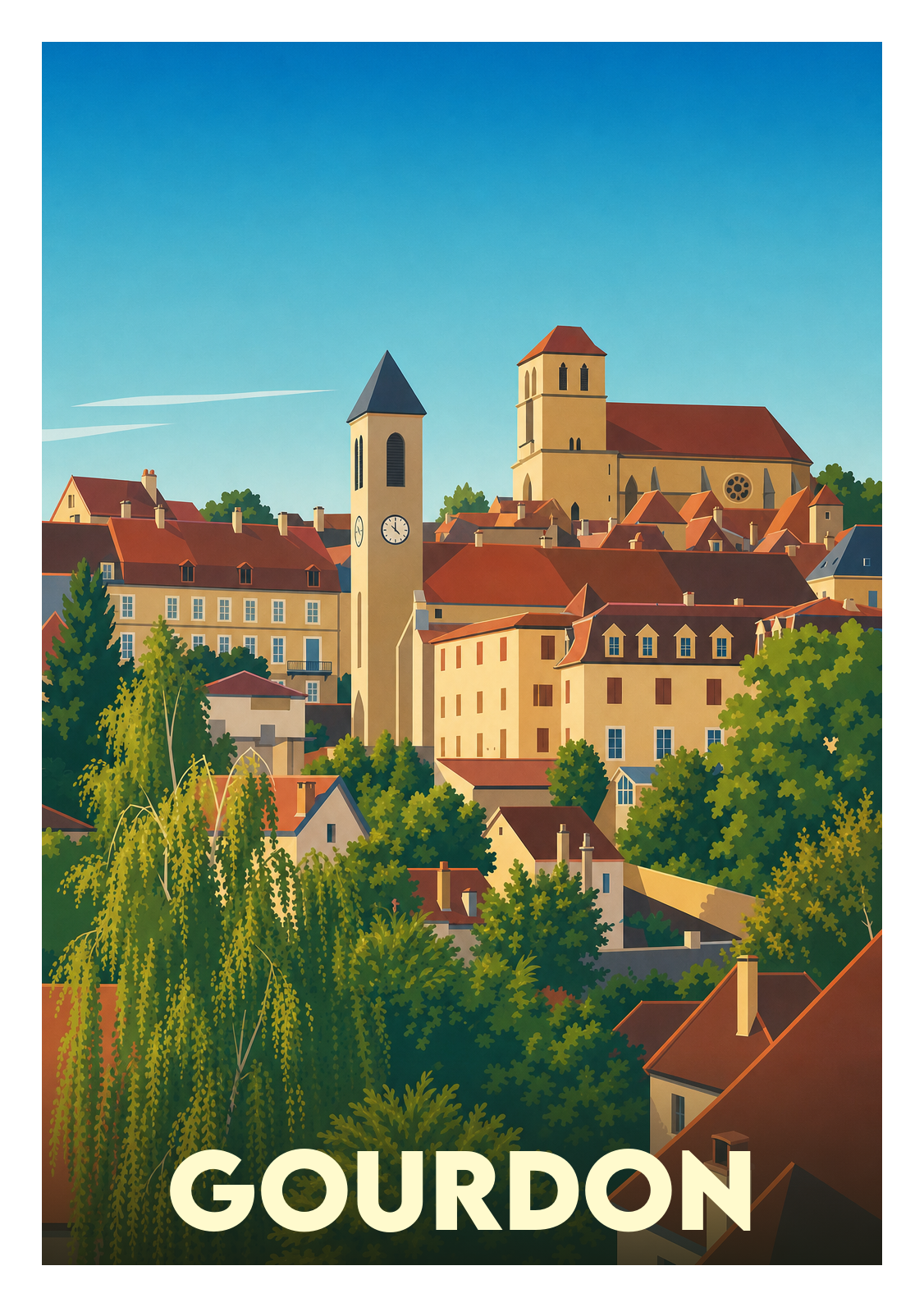 Affiche souvenir de Gourdon – image brute sans cadre