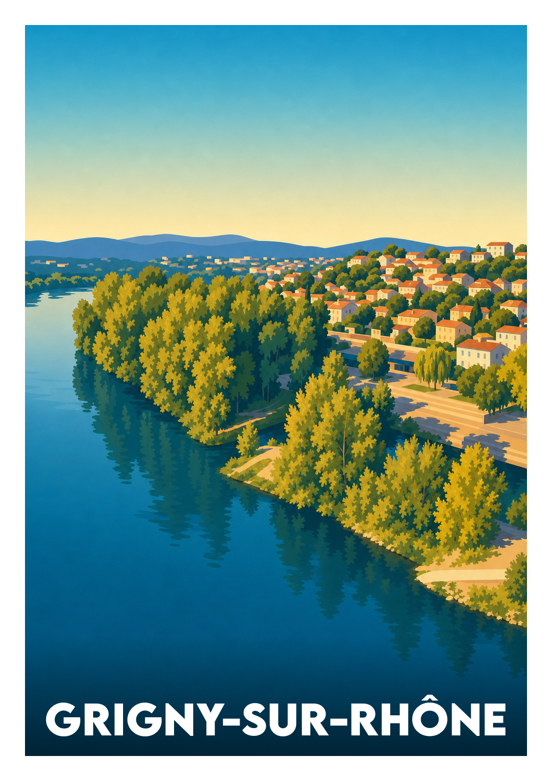 Affiche souvenir de Grigny-sur-Rhône – image brute sans cadre