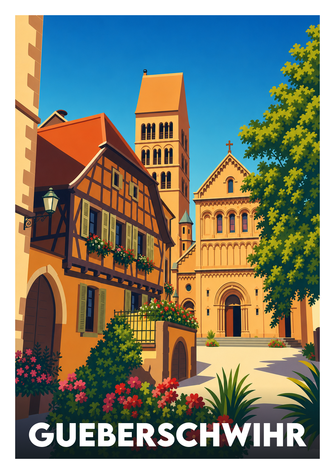 Affiche souvenir de Gueberschwihr – image brute sans cadre