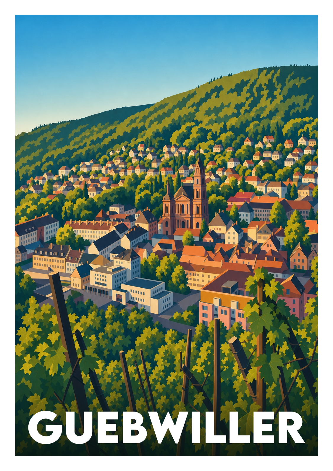 Affiche souvenir de Guebwiller – image brute sans cadre