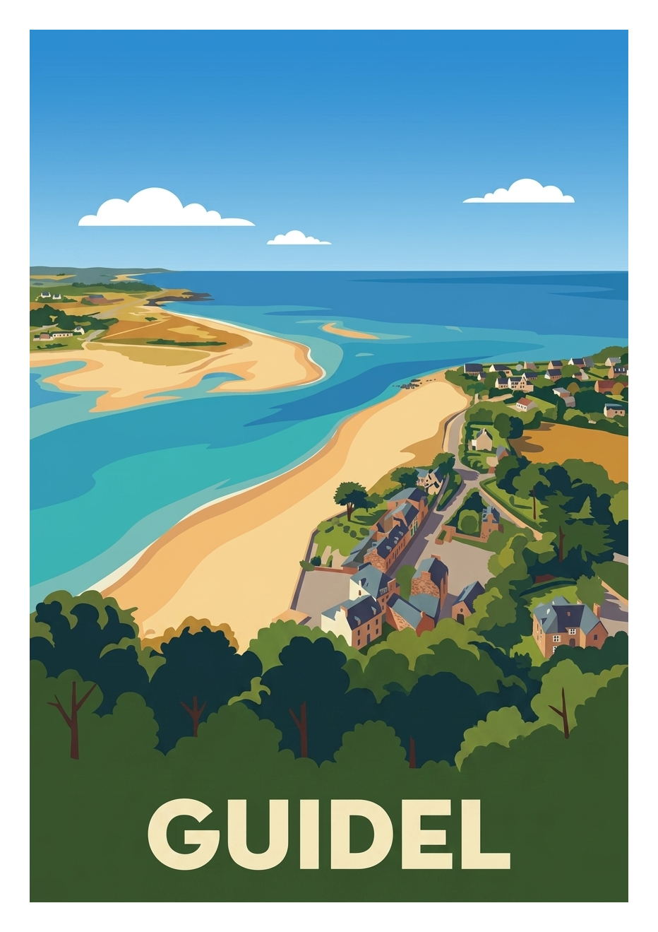 Affiche souvenir de Guidel – image brute sans cadre