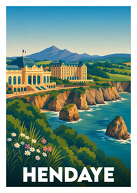 Affiche souvenir de Hendaye – image brute sans cadre