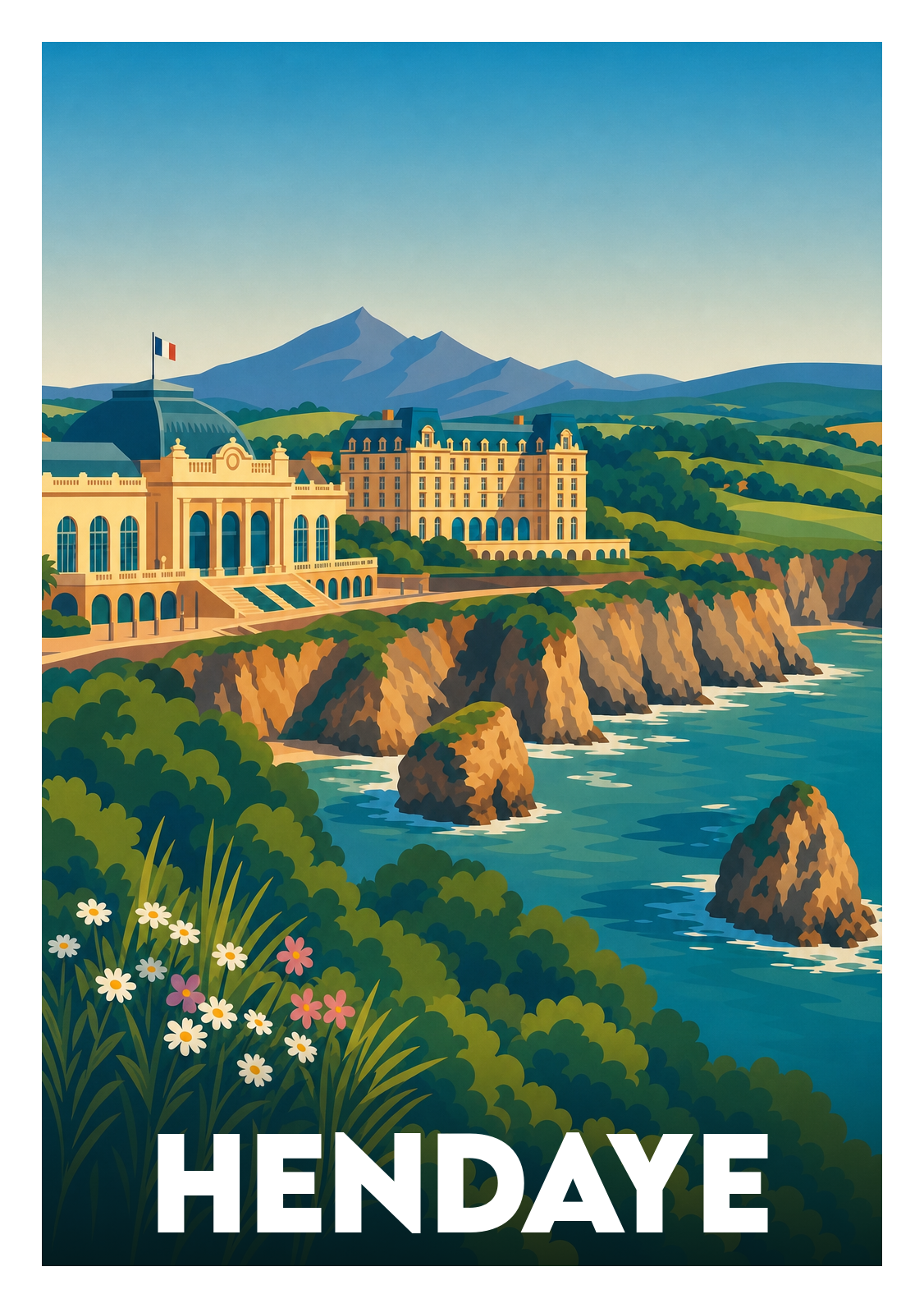Affiche souvenir de Hendaye – image brute sans cadre