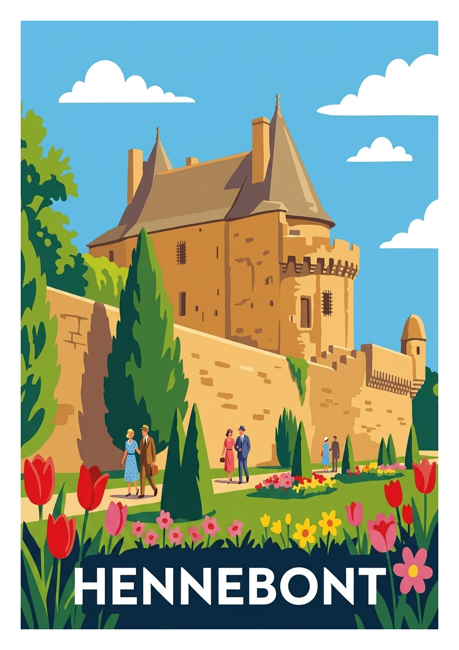 Affiche souvenir de Hennebont – image brute sans cadre