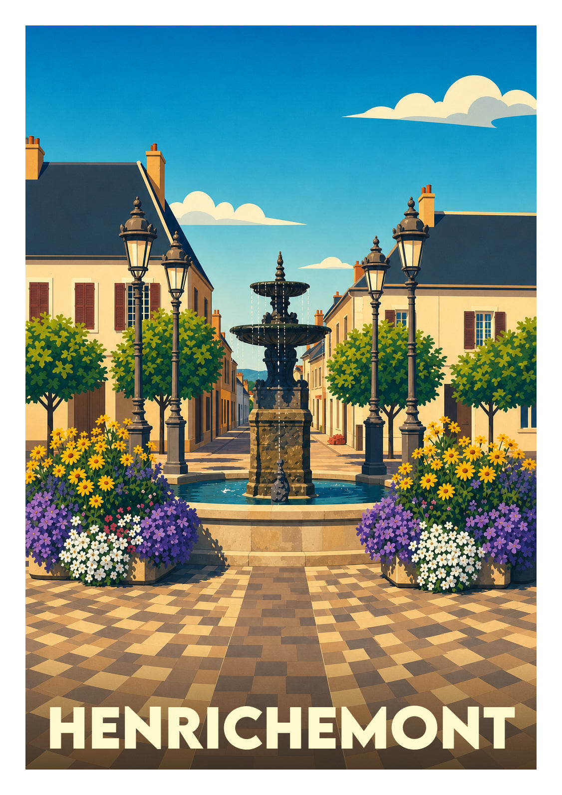 Affiche souvenir de Henrichemont – image brute sans cadre