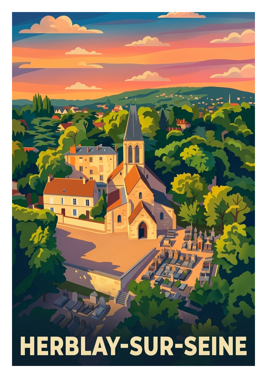 Affiche souvenir de Herblay-sur-Seine – image brute sans cadre