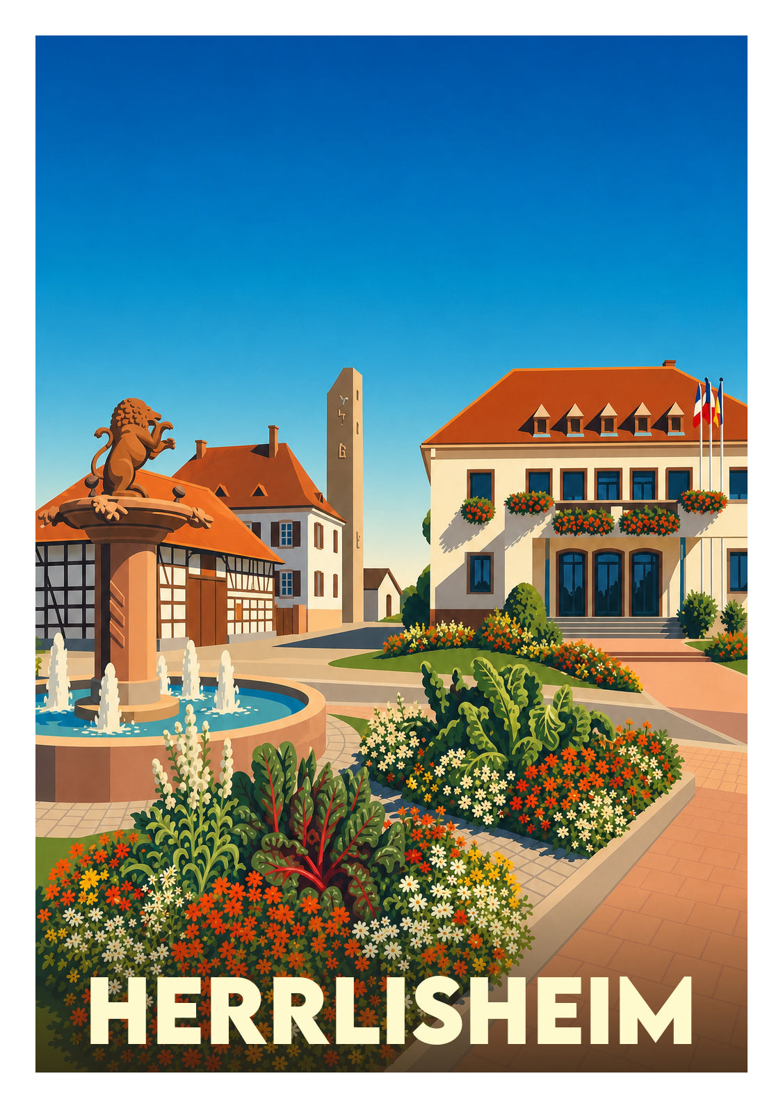 Affiche souvenir de Herrlisheim – image brute sans cadre