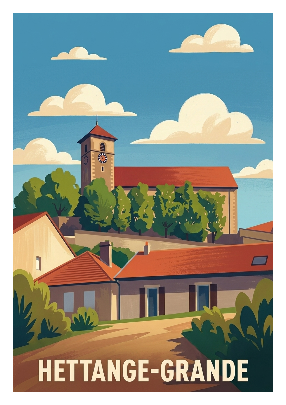 Affiche souvenir de Hettange-Grande – image brute sans cadre