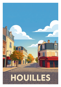 Affiche souvenir de Houilles – image brute sans cadre