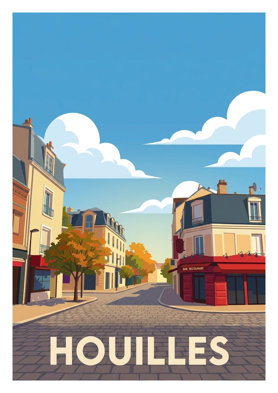 Affiche souvenir de Houilles – image brute sans cadre