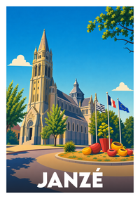Affiche souvenir de Janzé – image brute sans cadre