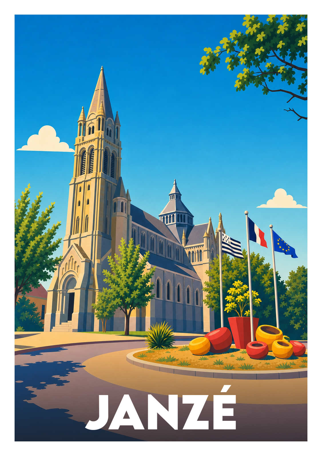 Affiche souvenir de Janzé – image brute sans cadre