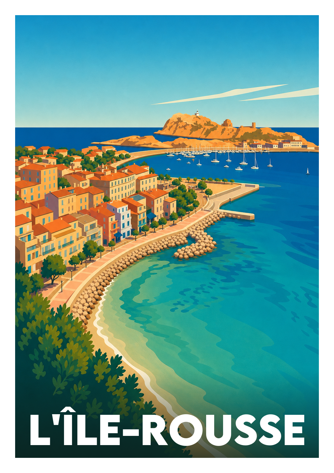 Affiche souvenir de L'Île-Rousse – image brute sans cadre