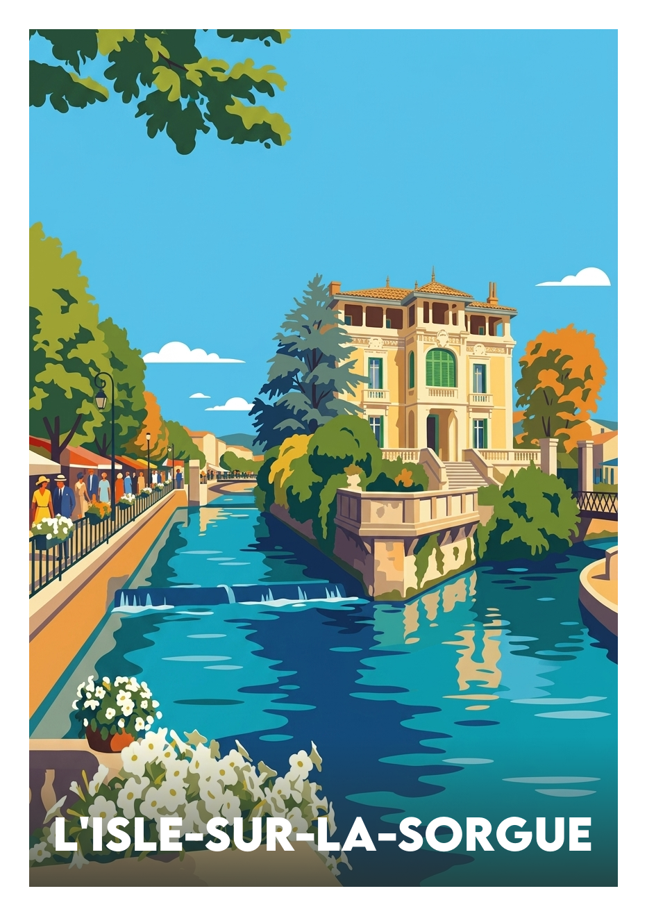Affiche souvenir de L'Isle-sur-la-Sorgue – image brute sans cadre