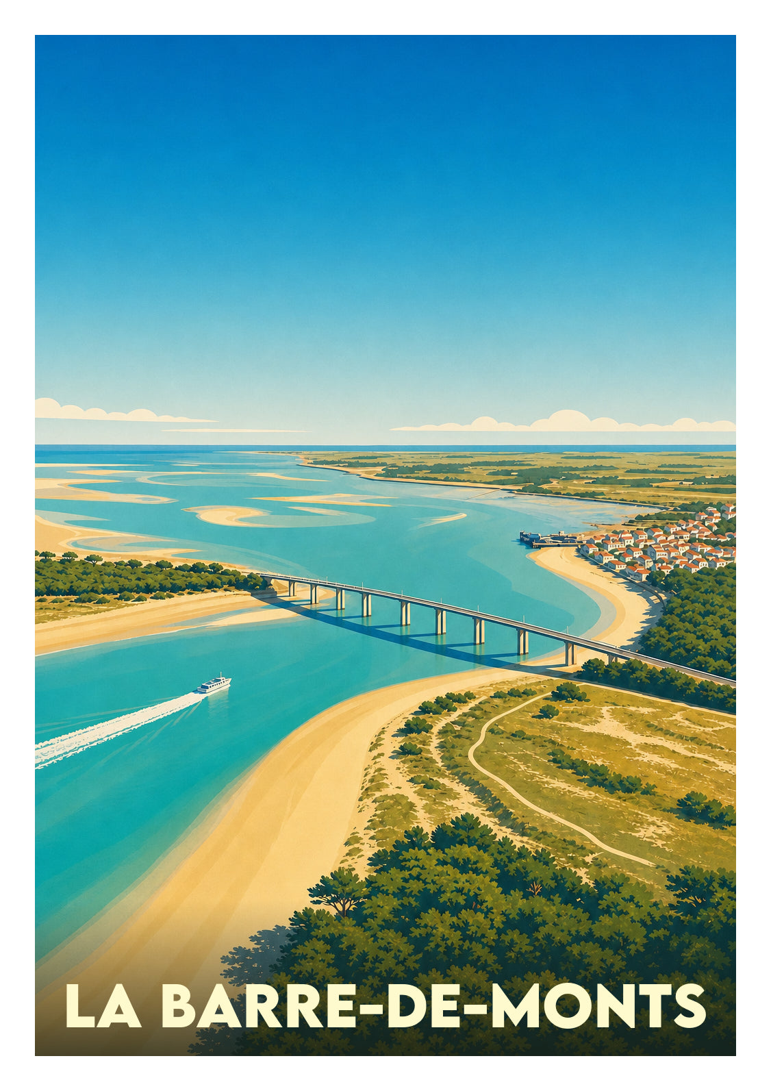 Affiche souvenir de La Barre-de-Monts – image brute sans cadre