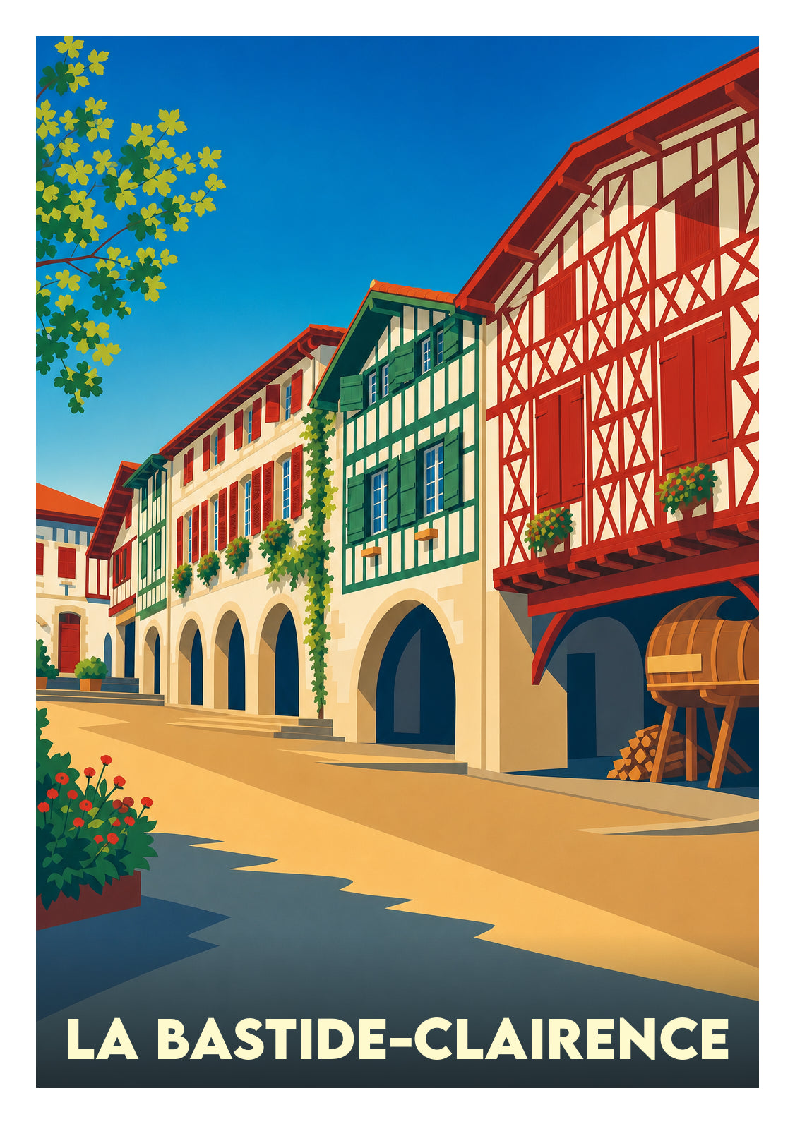 Affiche souvenir de La Bastide-Clairence – image brute sans cadre