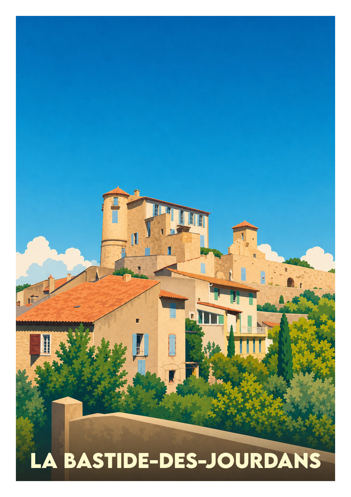 Affiche souvenir de La Bastide-des-Jourdans – image brute sans cadre