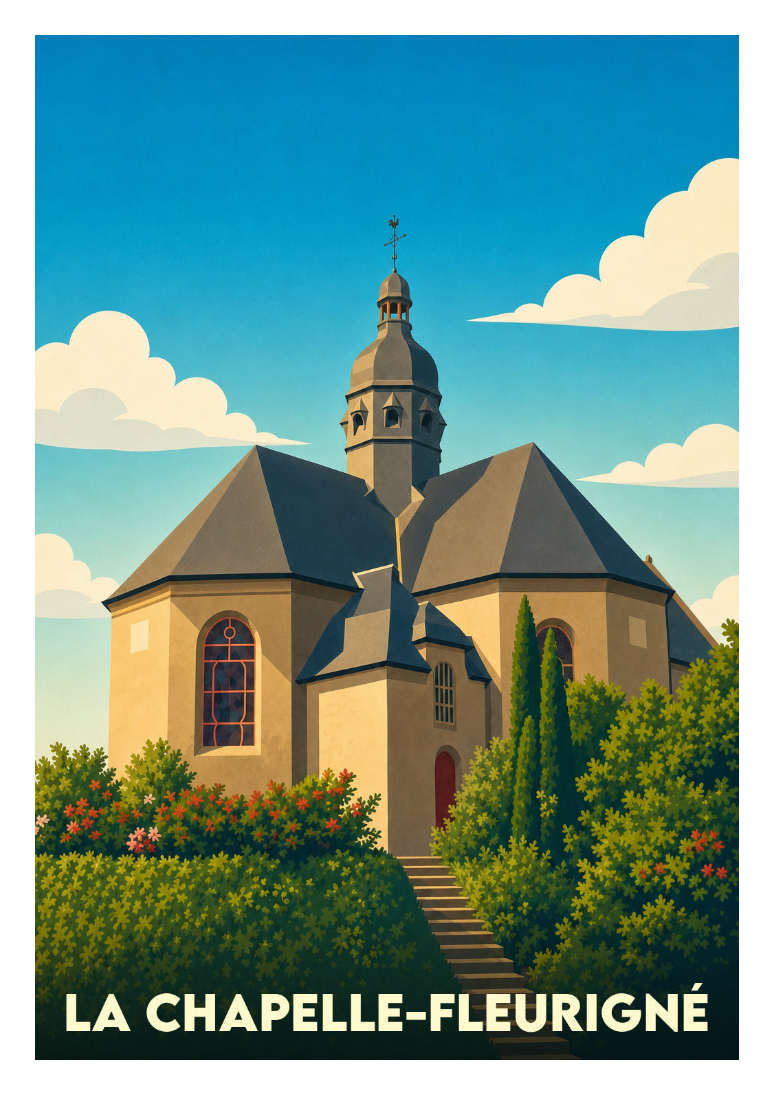 Affiche souvenir de La Chapelle-Fleurigné – image brute sans cadre