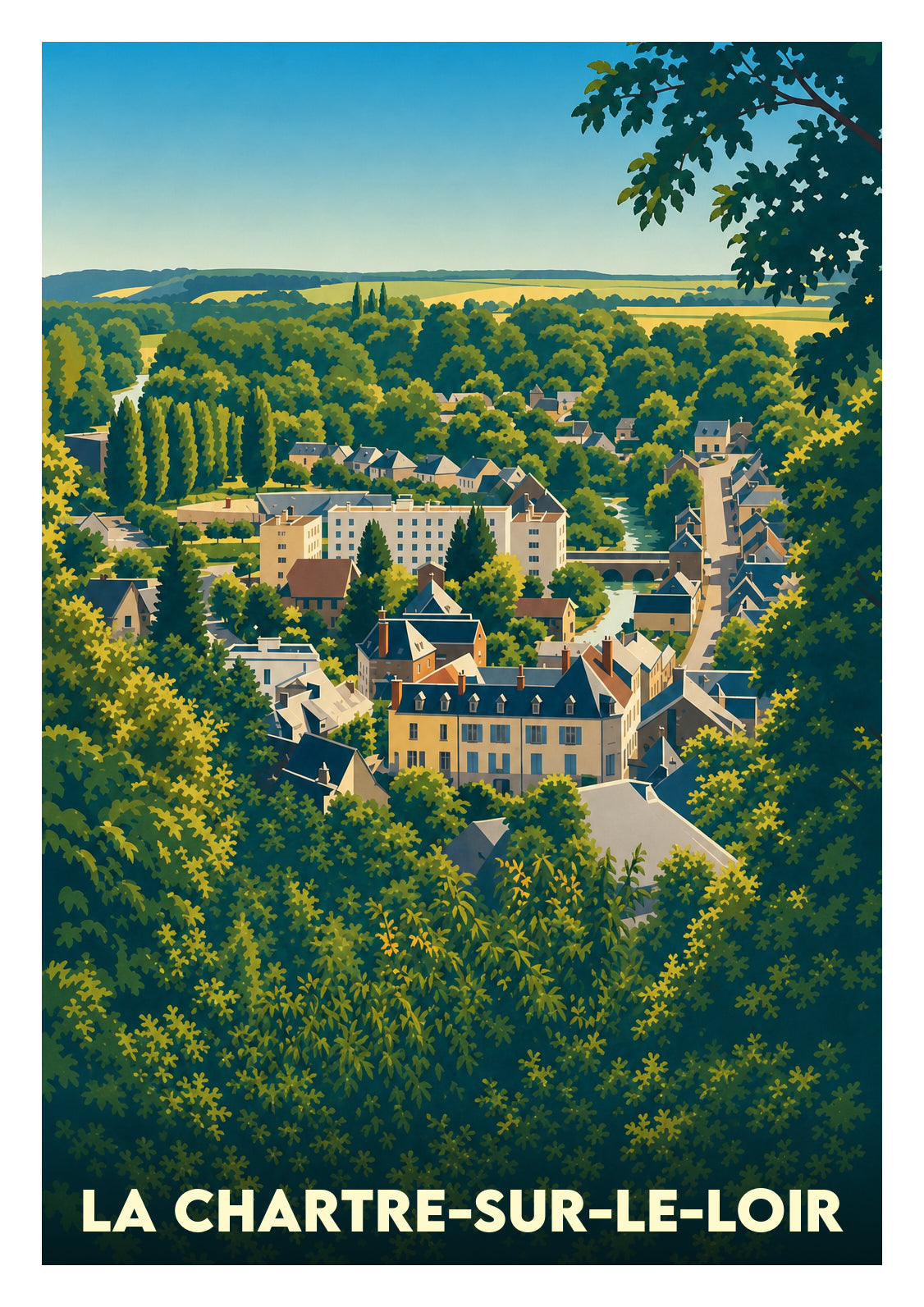 Affiche souvenir de La Chartre-sur-le-Loir – image brute sans cadre