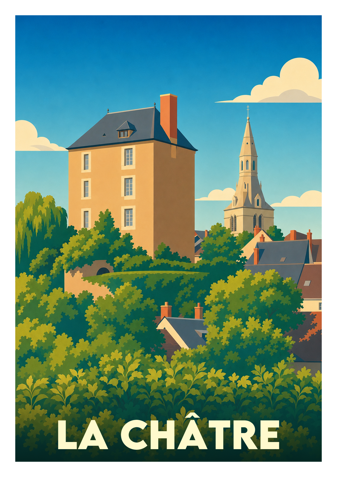Affiche souvenir de La Châtre – image brute sans cadre