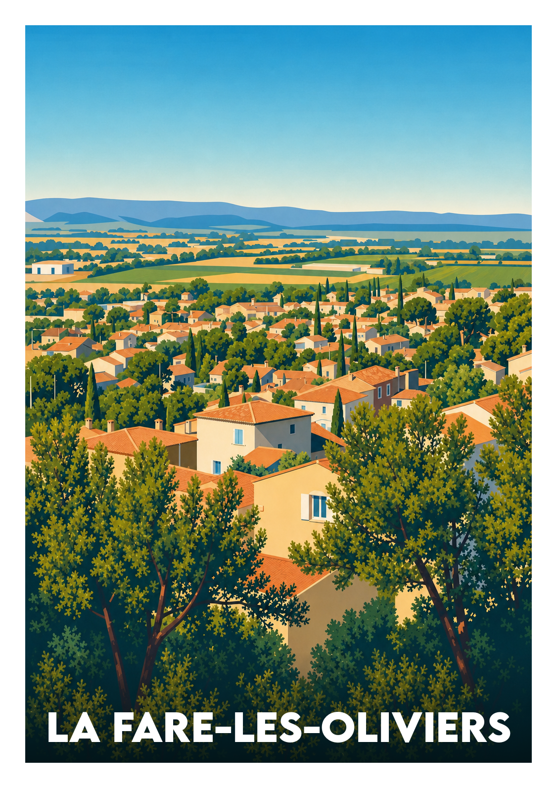 Affiche souvenir de La Fare-les-Oliviers – image brute sans cadre