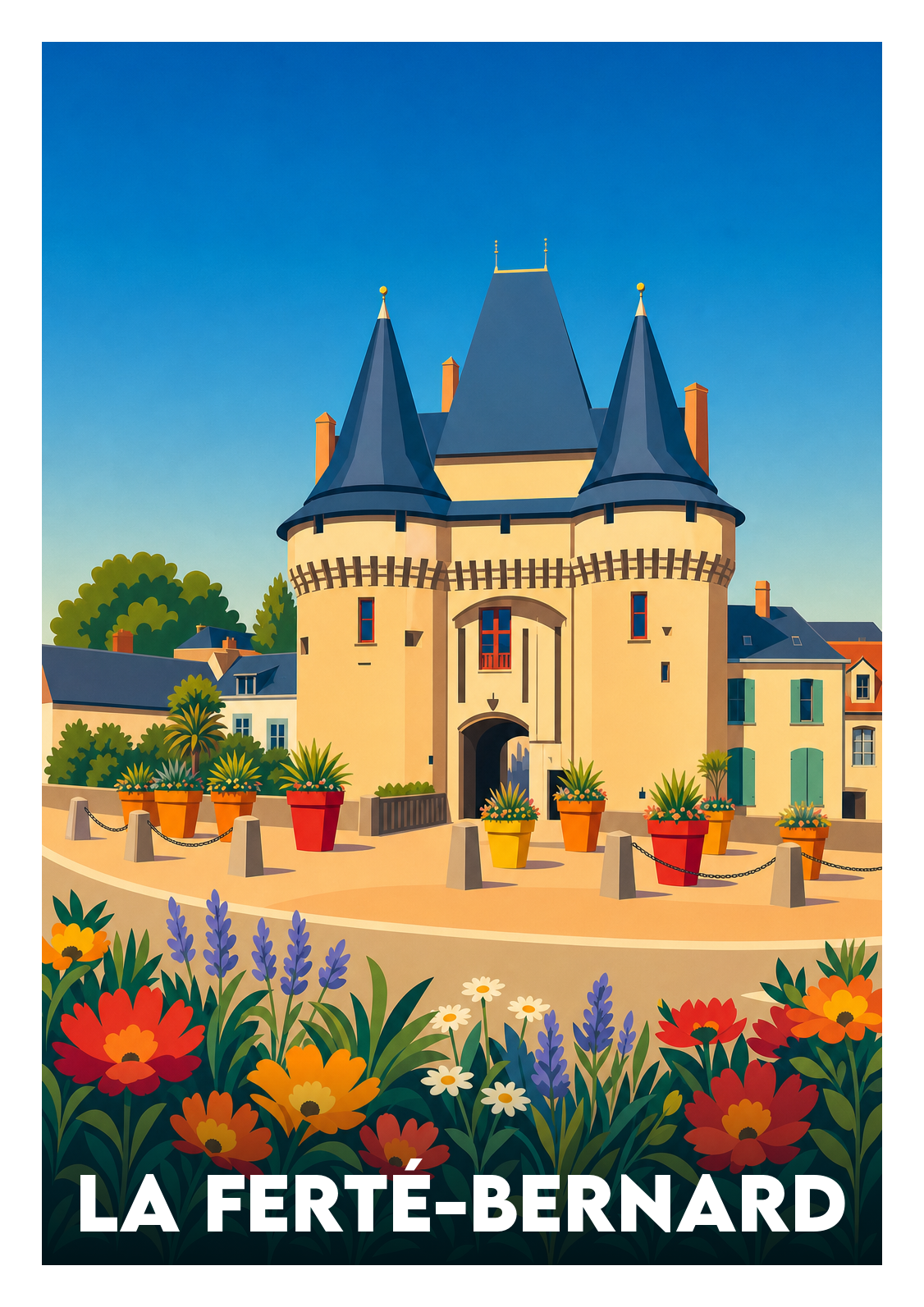 Affiche souvenir de La Ferté-Bernard – image brute sans cadre