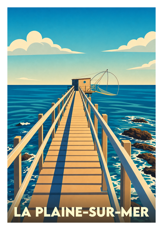 Affiche souvenir de La Plaine-sur-Mer – image brute sans cadre