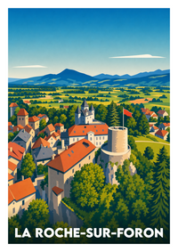 Affiche souvenir de La Roche-sur-Foron – image brute sans cadre