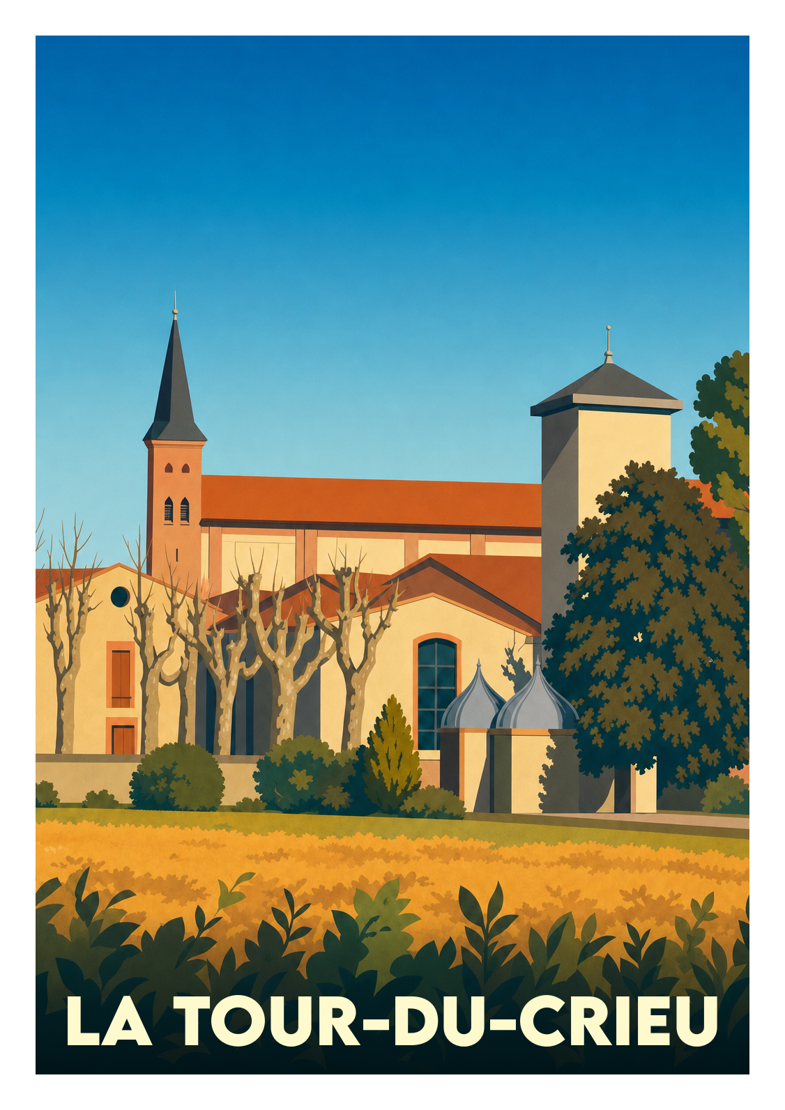 Affiche souvenir de La Tour-du-Crieu – image brute sans cadre