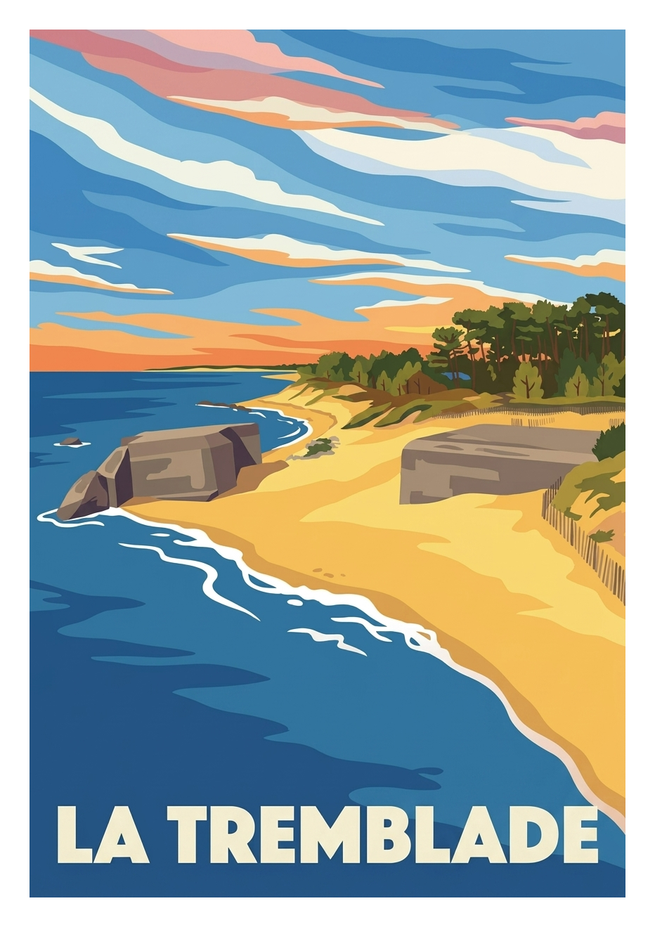Affiche souvenir de La Tremblade – image brute sans cadre