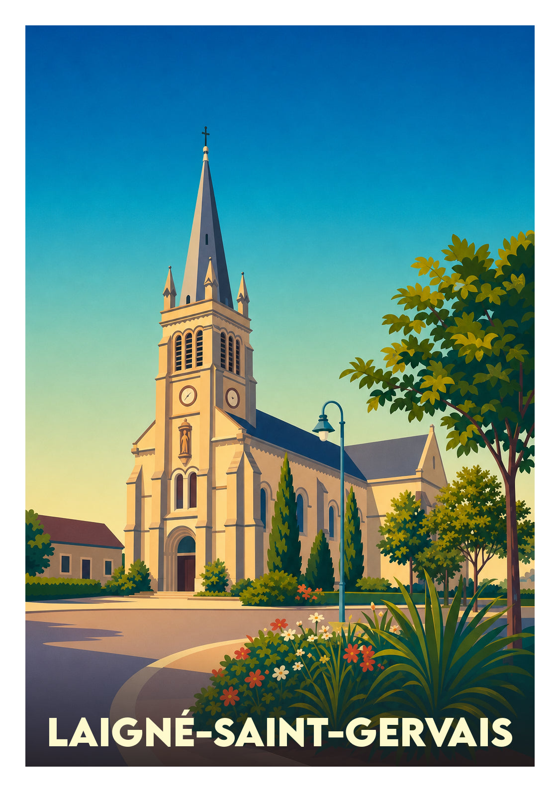 Affiche souvenir de Laigné-Saint-Gervais – image brute sans cadre