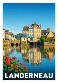 Affiche souvenir de Landerneau – image brute sans cadre