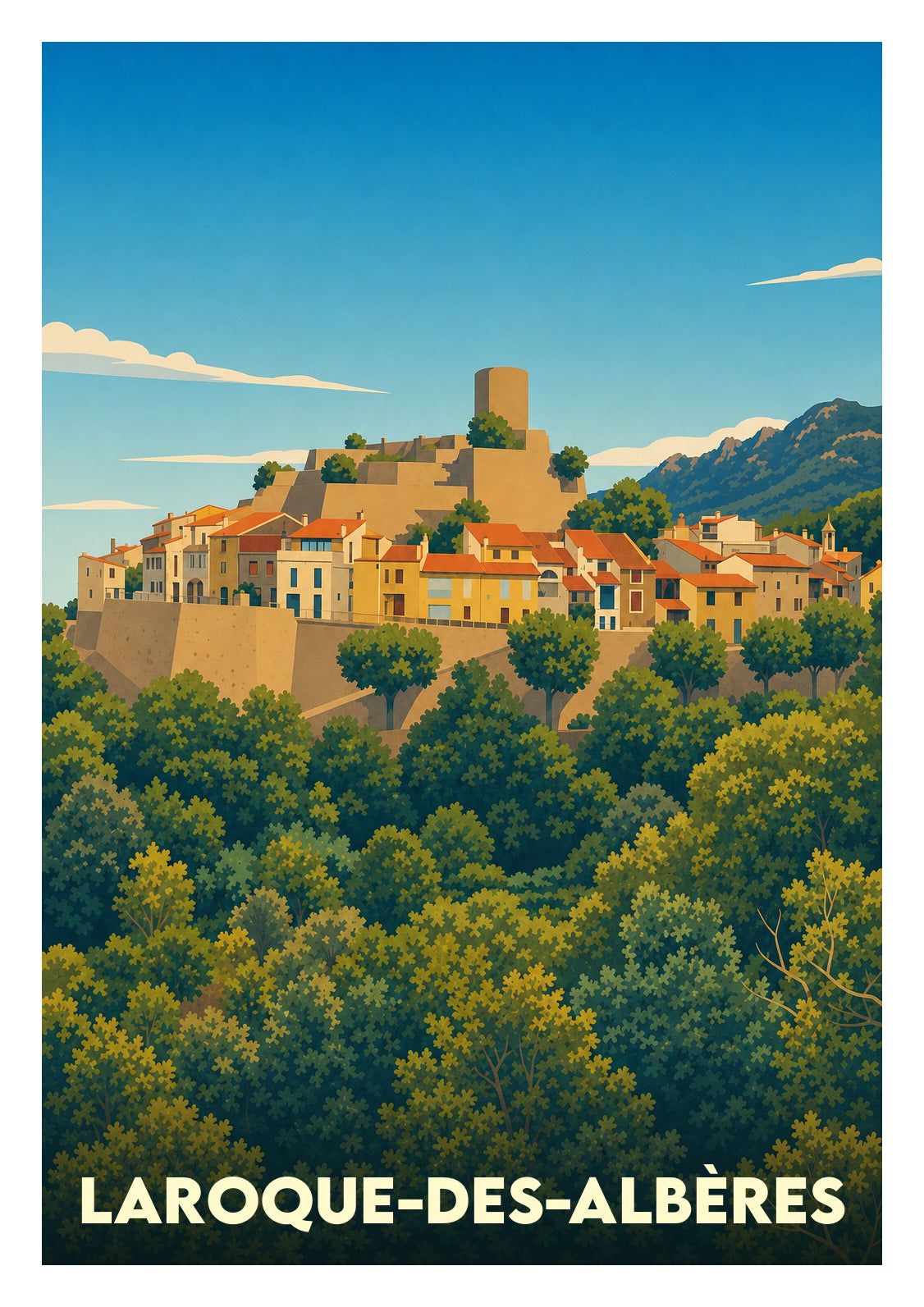 Affiche souvenir de Laroque-des-Albères – image brute sans cadre