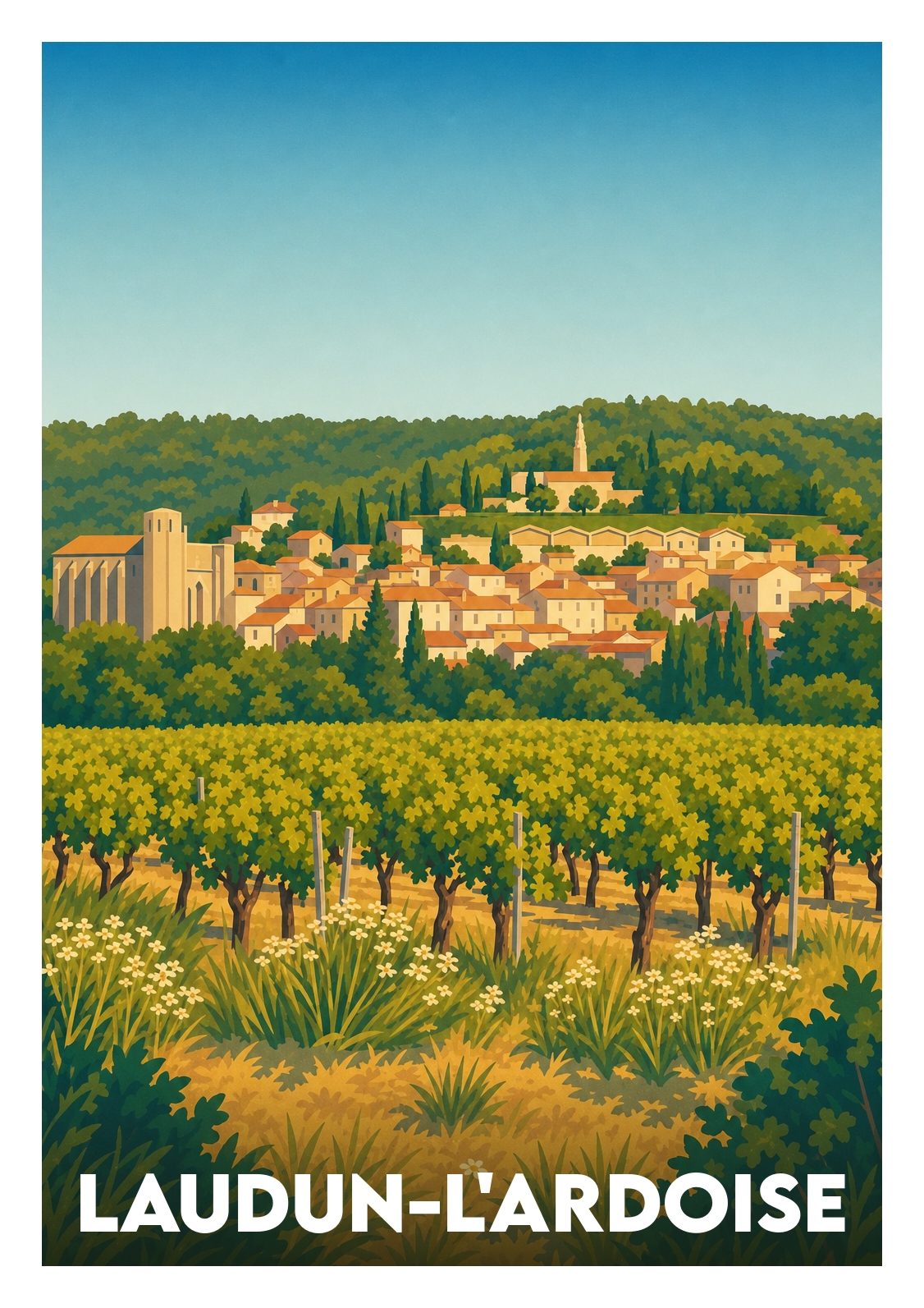Affiche souvenir de Laudun-l'Ardoise – image brute sans cadre