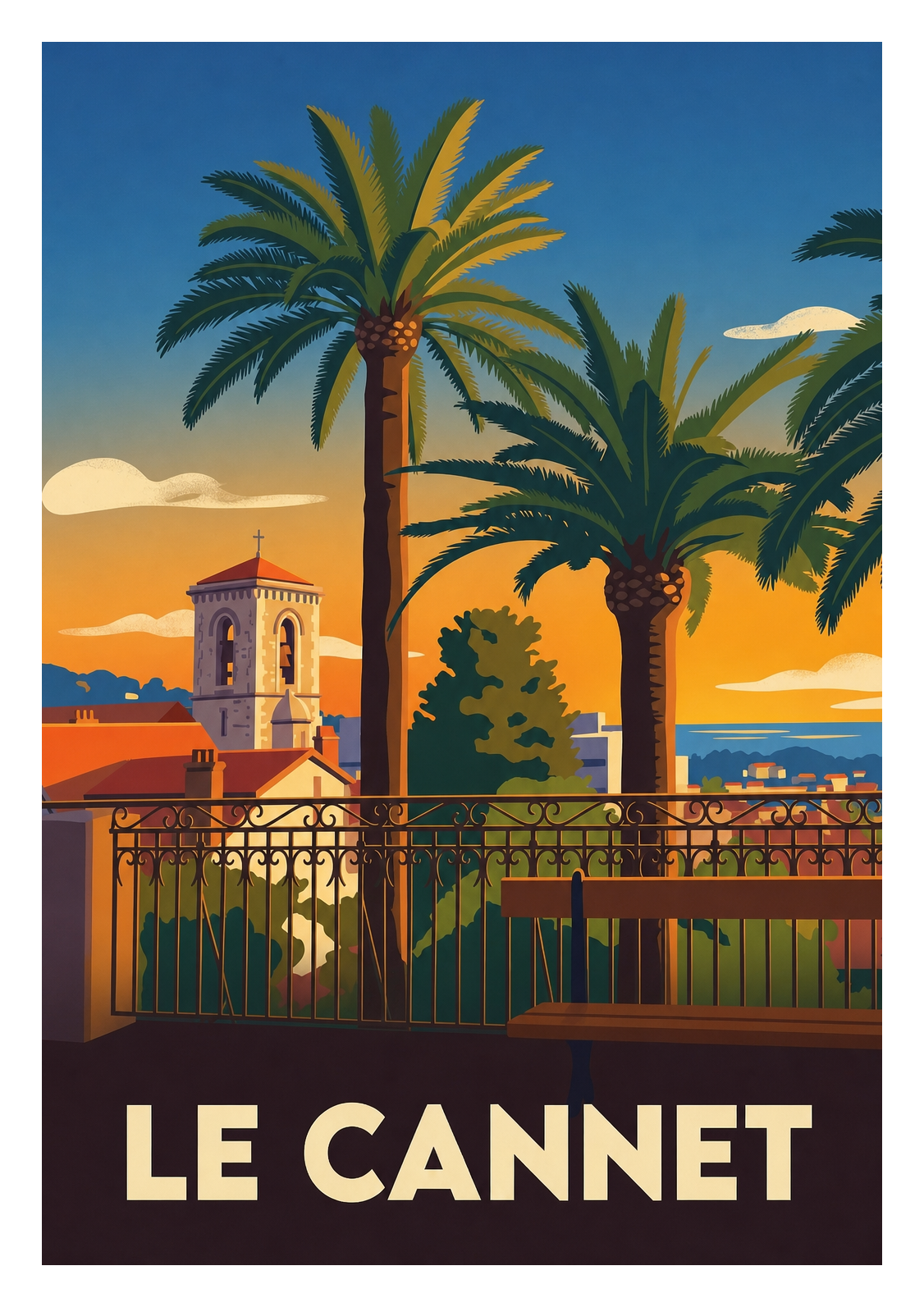 Affiche souvenir de Le Cannet – image brute sans cadre
