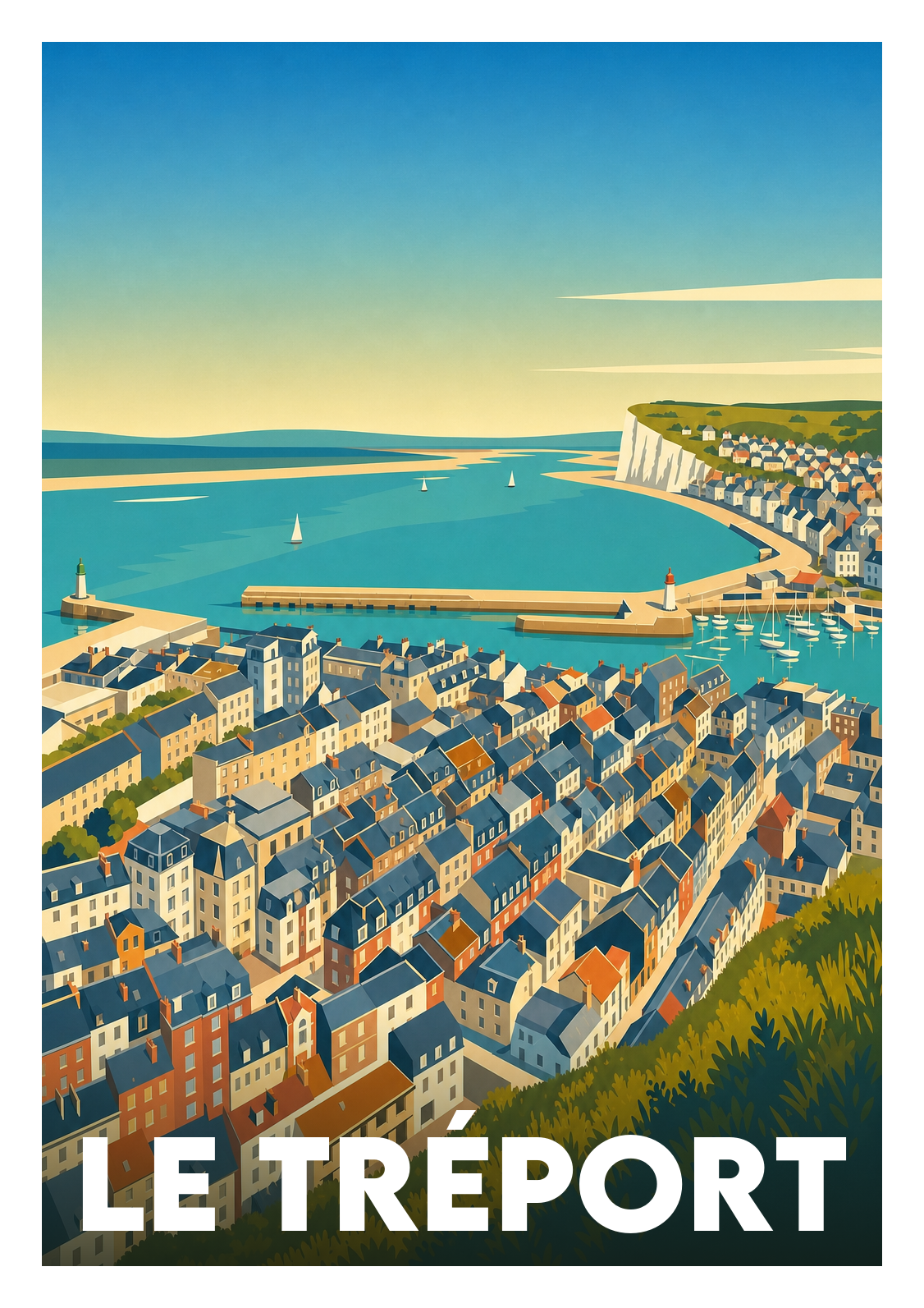 Affiche souvenir de Le Tréport – image brute sans cadre