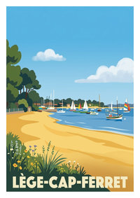 Affiche souvenir de Lège-Cap-Ferret – image brute sans cadre