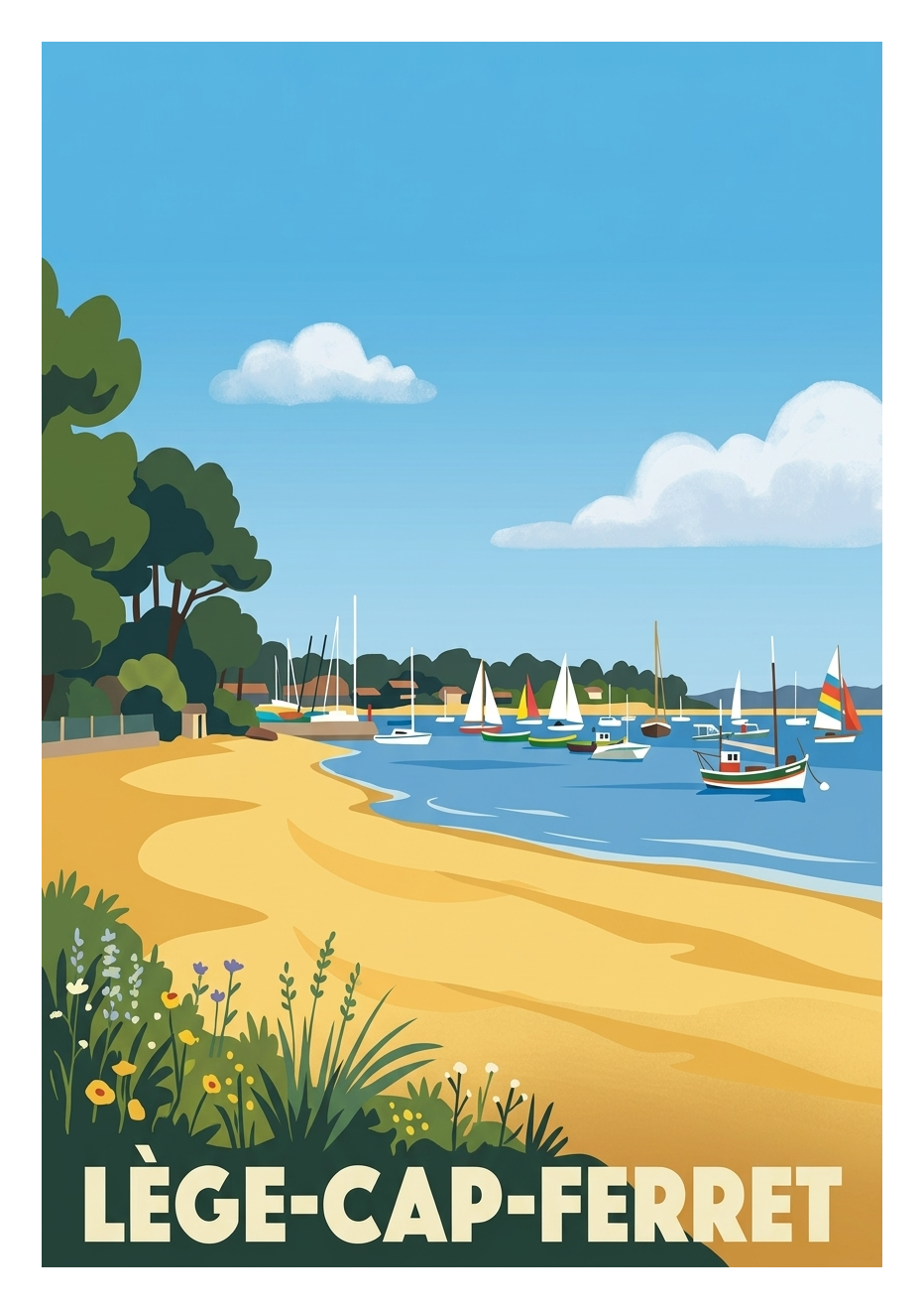 Affiche souvenir de Lège-Cap-Ferret – image brute sans cadre