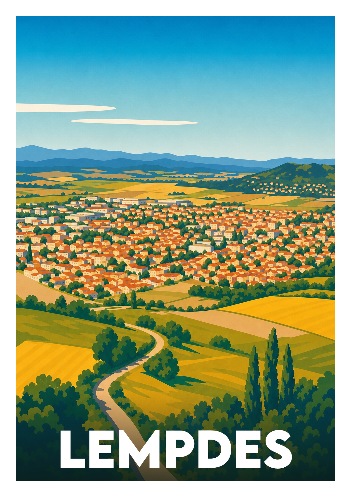 Affiche souvenir de Lempdes – image brute sans cadre